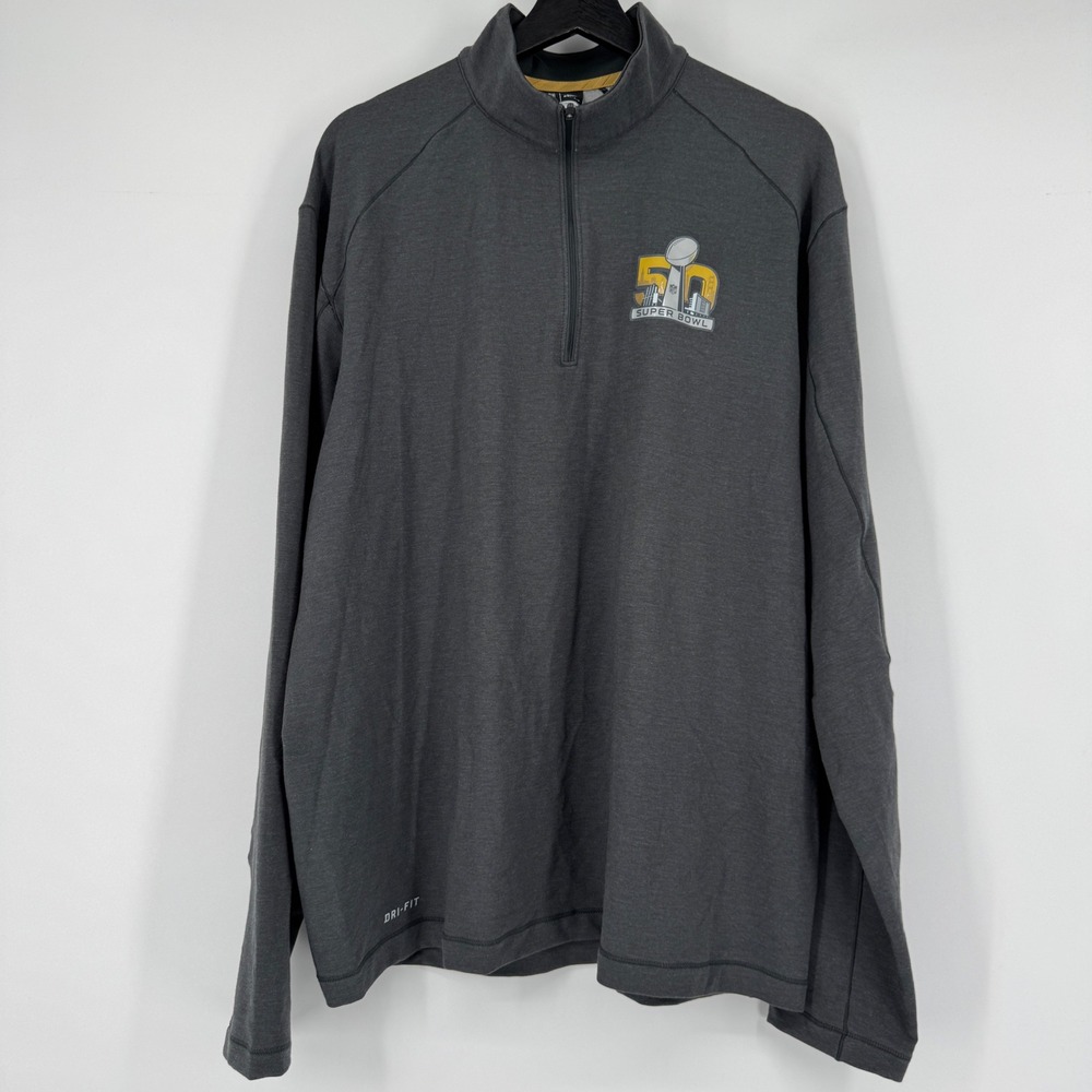 NEW Nike Mens Super Bowl NFL Dri-Fit Quarter Zip Pullover Gray 743515-060 XL NWT - Picture 2 of 10